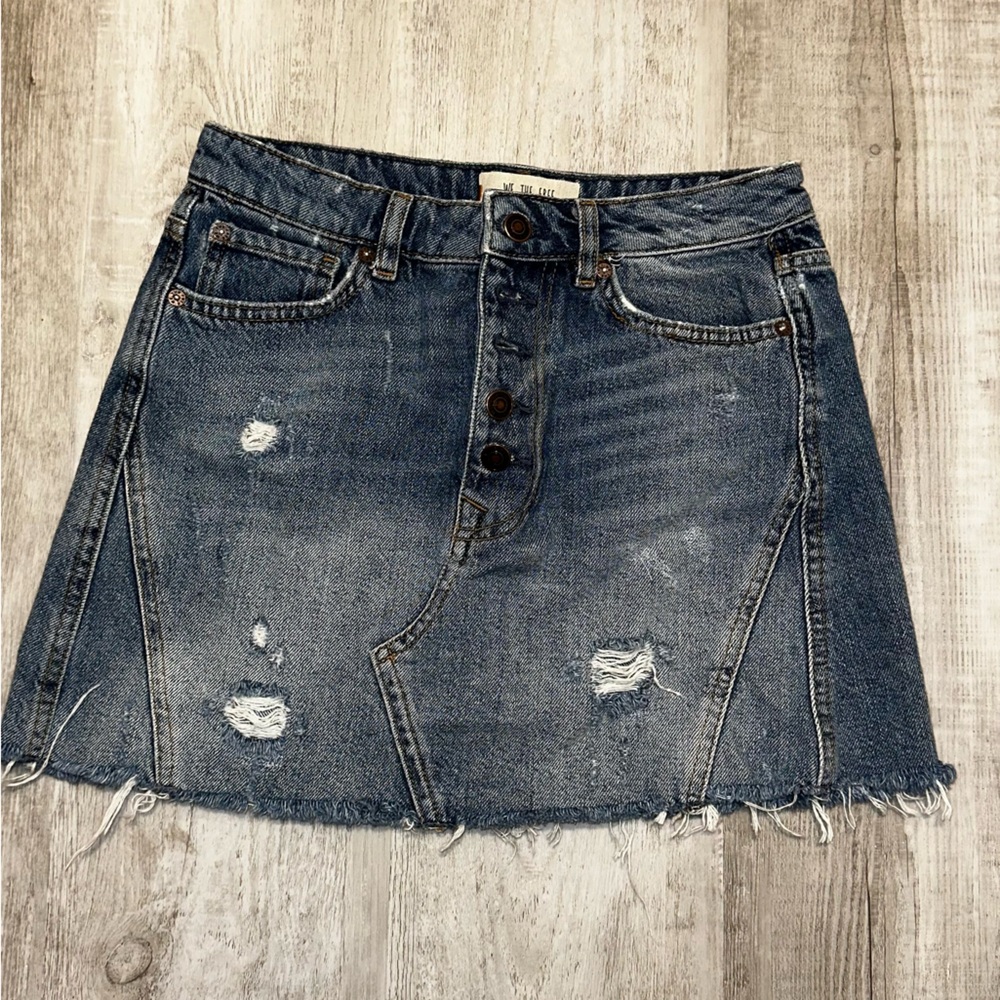 We The Free Blue Denim Skirt